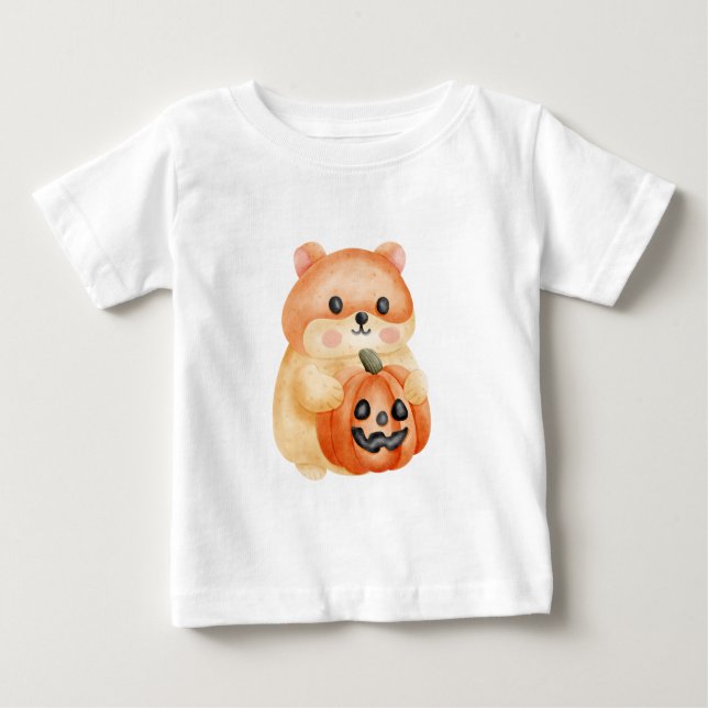 Camiseta Design do Hamster Bonito Jack-o'-Lanterna (Frente)