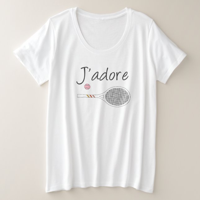 Camiseta Design do jogador de Tênis francês Chic J'adore (Frente do Design)