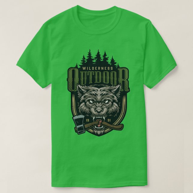 Camiseta Design do lobo selvagem exterior (Frente do Design)