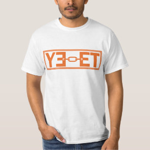 Camiseta Design do logotipo YEET: Tipografia laranja em neg