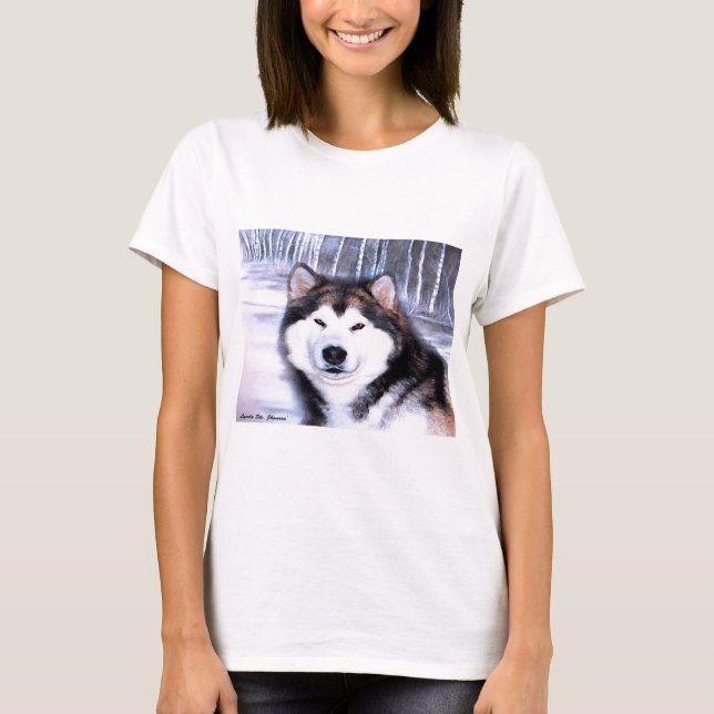 Camiseta Design do Malamute do Alasca pelo artista (Frente)