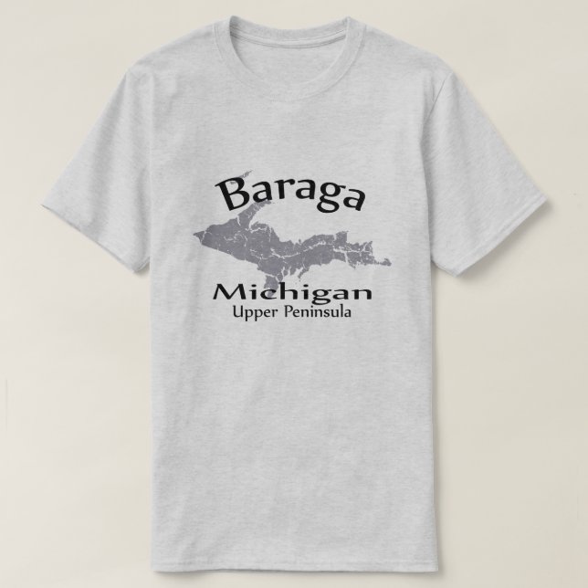 Camiseta Design do Mapa de Baraga Michigan (Frente do Design)