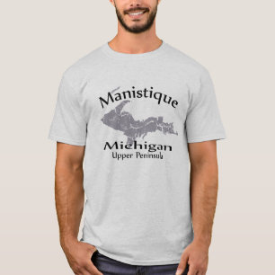 Camiseta Design do Mapa Manistique de Michigan