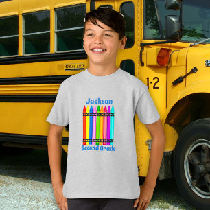 Camiseta Design do Nível Escolar Personalizado dos Crayons