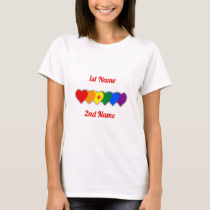Camiseta Design do orgulho LGBT com corações/casal