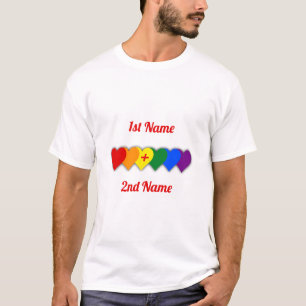 Camiseta Design do orgulho LGBT com corações/casal