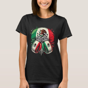 Camiseta Design do Orgulho Mexicano Boxando Luvas Esportiva