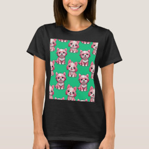 Camiseta Design do padrão Cachorro Rosa - Fundo Verde