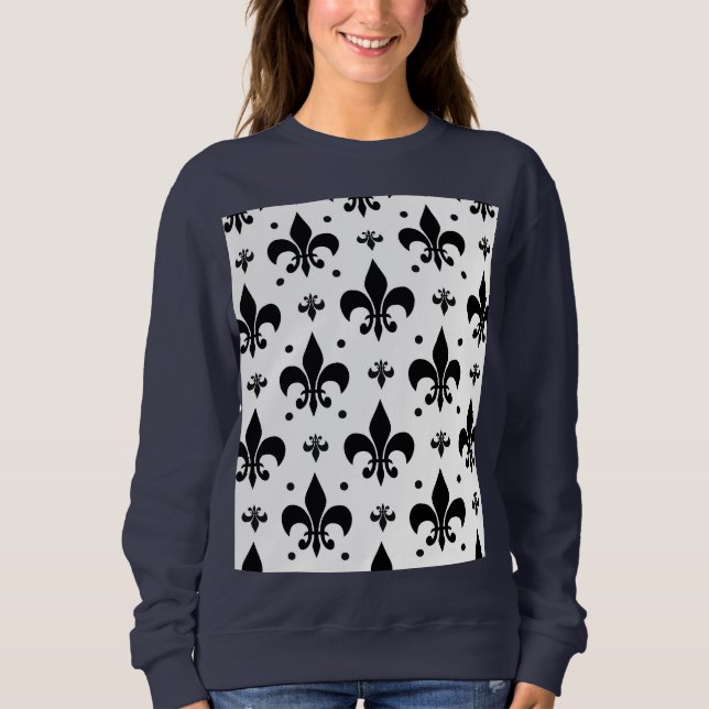 Camiseta Design do padrão Fleur-de-lis de fundo branco (Frente)