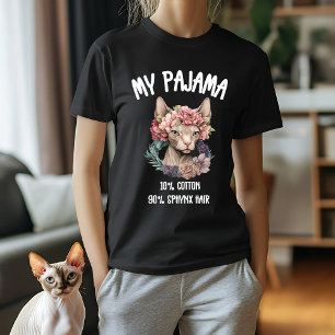 Camiseta Design do Pajama de Sphynx Cat Lover com Coroa Flo