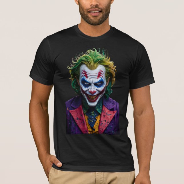 Camiseta Design do Retrato do Joker Escuro e Captivador (Frente)