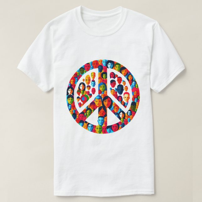 Camiseta Design do Sinal de Paz de Unidade Global da Divers (Frente do Design)