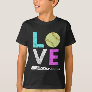 Camiseta Design do softball do AMOR bonito das meninas &