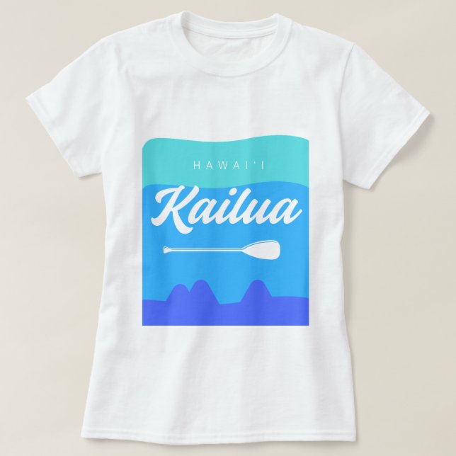 Camiseta Design do Surfboard Kailua Hawaii com Mokes Island (Frente do Design)