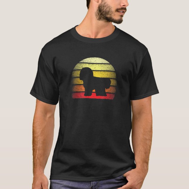 Camiseta Design do Tema do Cachorro do Bichon Rtro Sunset (Frente)