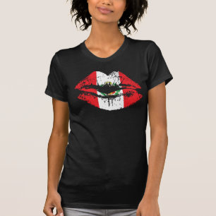 Camiseta Design do tshirt dos lábios de Peru para mulheres