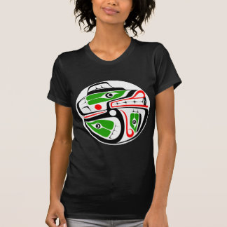 Camiseta Design do urso e dos salmões