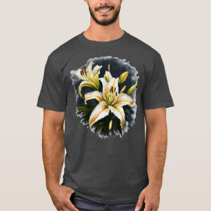 Camiseta Design do vetor dos lírios brancos artísticos