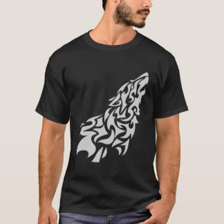 Camiseta Design do Wolf Howling Tribal - Arte Negra e Majes