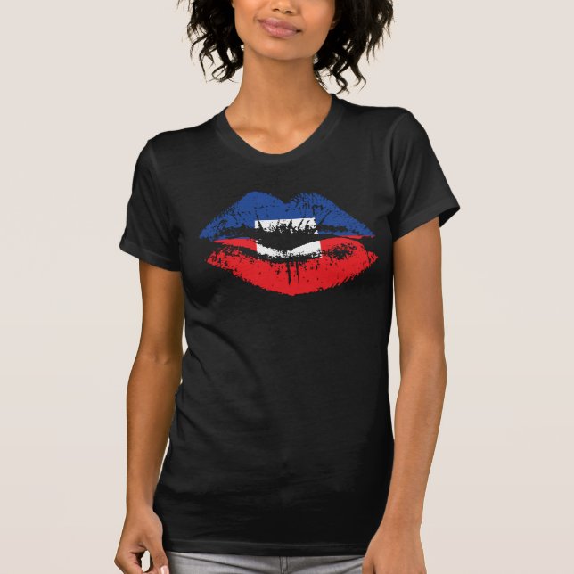 Camiseta Design dos lábios de Haiti para mulheres (Frente)