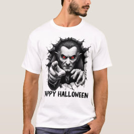 Camiseta design Drácula 3D Vampiro Feliz Dia das Bruxas
