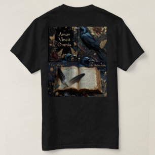 Camiseta design em azul-meia-noite com corvos empoleirados