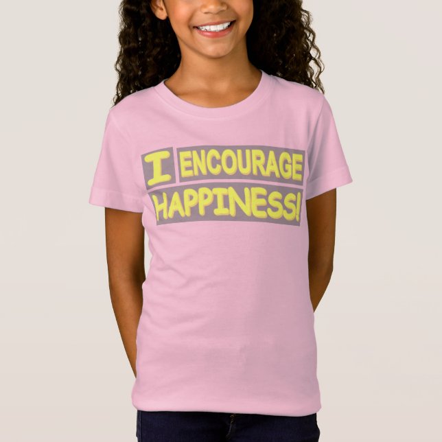Camiseta Design "Encorajar Felicidade" de Expressão Fofa. C (Frente)