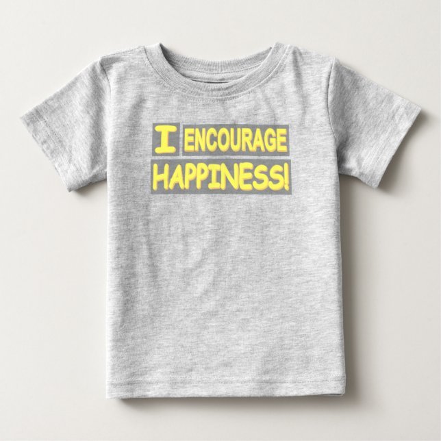 Camiseta Design "Encorajar Felicidade" de Expressão Fofa. C (Frente)