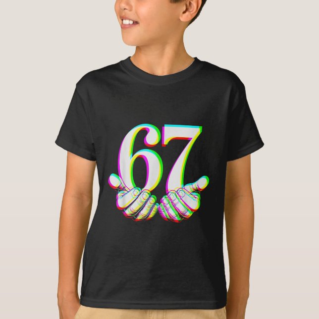 Camiseta Design engraçado 67 Mão Seis Sete Meme Gen Alpha G (Frente)