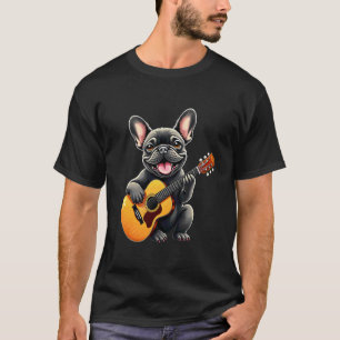 Camiseta Design engraçado de Bulldog Francês tocando violão