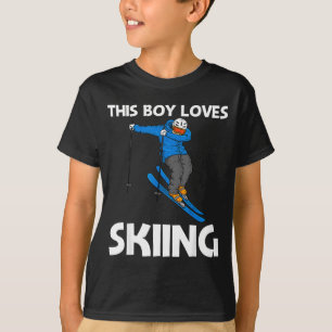 Camiseta Design engraçado de esqui para meninos esporte de