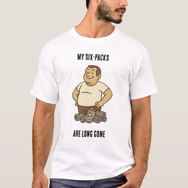 Camiseta Design Engraçado De Pai - "Meus Seis Pacotes Já Fo (Frente)