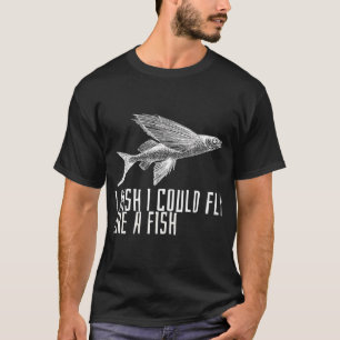 Camiseta design engraçado de peixe voador, eu gostaria de v