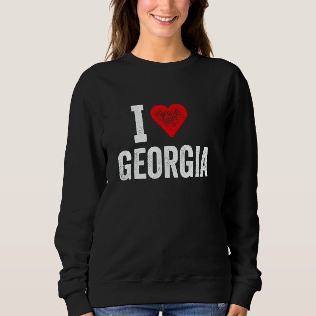 Camiseta Design engraçado Retro Eu amo Georgia com um Coraç (Frente)