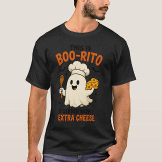 Camiseta Design 'Este É Boo-Rito Servido com Queijo Extra'