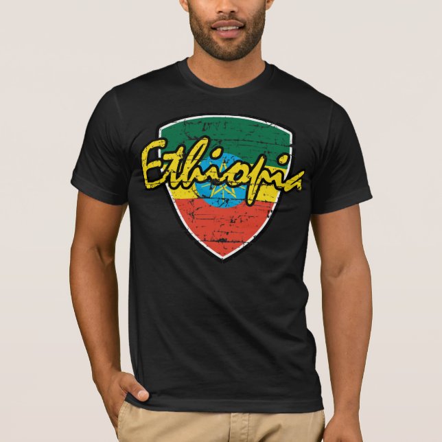 Camiseta Design etíope do protetor da bandeira (Frente)