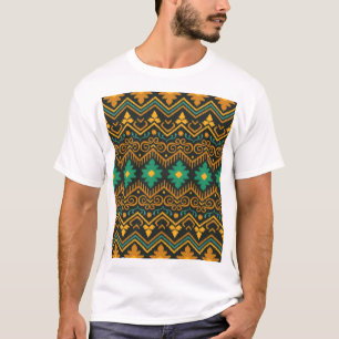 Camiseta Design Étnico Tecido Ikat bordado