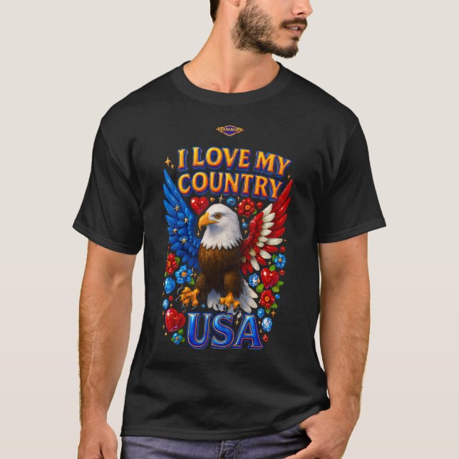 Camiseta Design: Eu Amo Meu País - EUA (Frente)