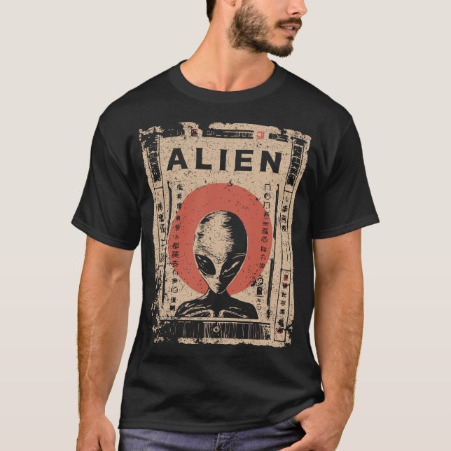 Camiseta Design Extraterrestre Clássica de Alienígenas Cinz (Frente)