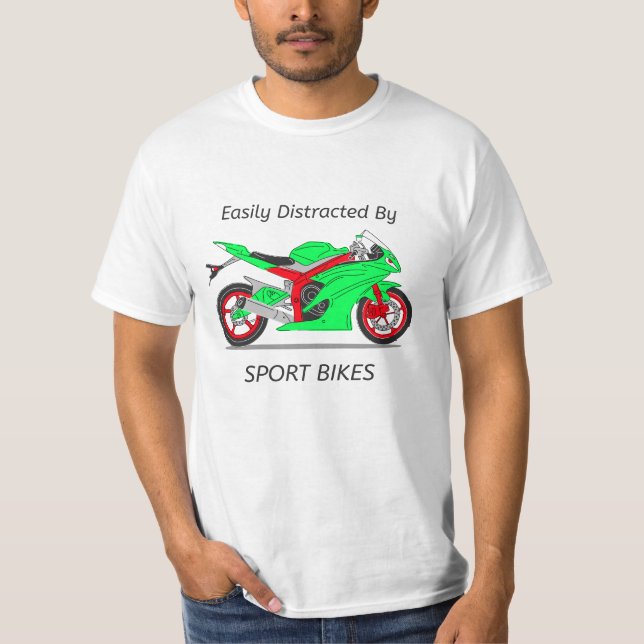 Camiseta design "Facilmente Distraído Por Esporte Bikes" (Frente)