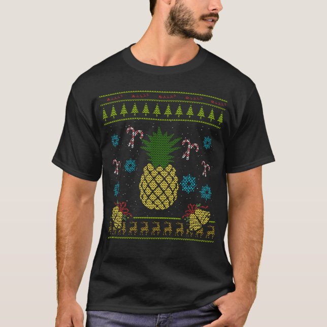 Camiseta Design feio da camisola do Natal engraçado do (Frente)