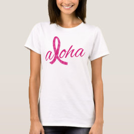 Camiseta Design Fita Rosa Espírito Aloha para Câncer de Mam