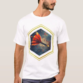 Camiseta Design fléchette feu spatial cadre doré stylé