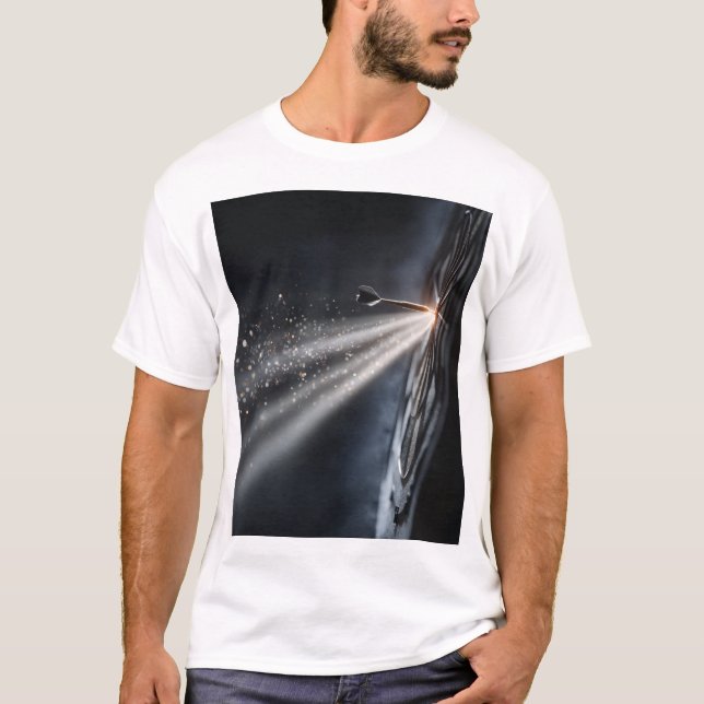 Camiseta Design fléchette lumière focus et impact doré (Frente)