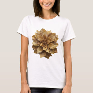 Camiseta Design Flor de Ouro Prateado Esbelto