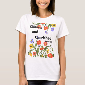 Camiseta Design floral com bíblia verso