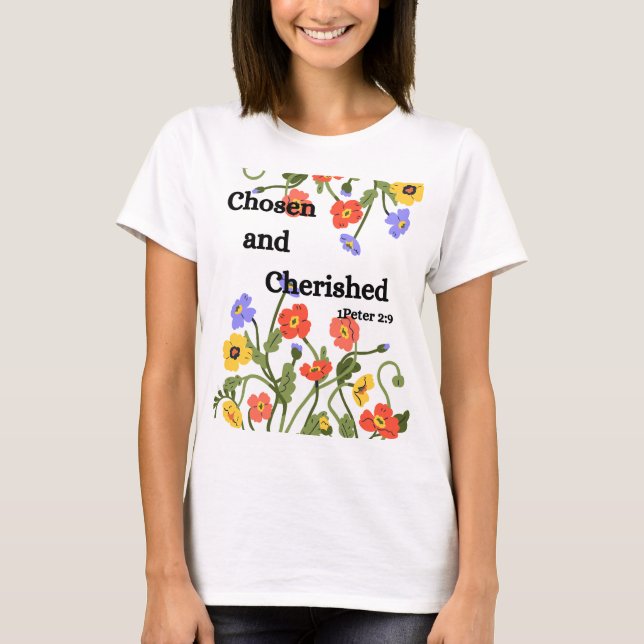 Camiseta Design floral com bíblia verso (Frente)