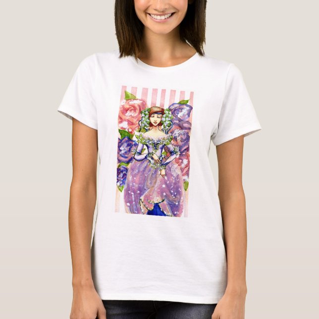 Camiseta Design floral da aguarela do Victorian (Frente)