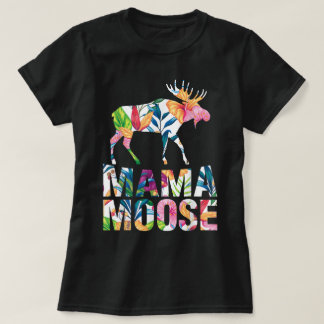 Camiseta Design Floral da Mamãe Alce Amante de Animais