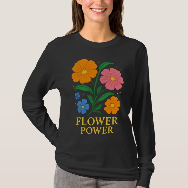 Camiseta Design Floral de "Alimentação de Flor" Retrospecti (Frente)
